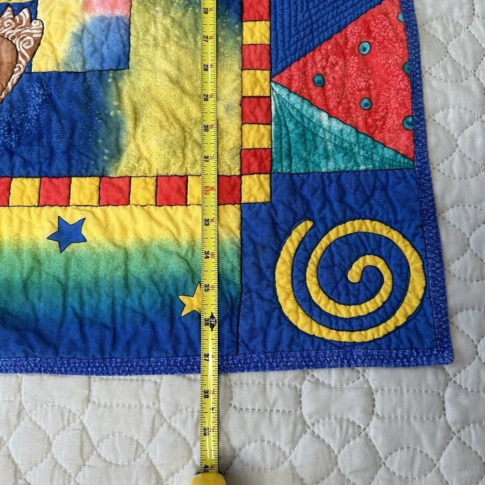 Bear Quilt Blanket Baby Moon Handmade Reversible Sleeping Rockets Stars Tie Dye